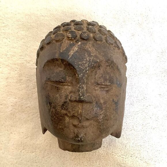 Stone Buddha Head beautiful Patina Euc - Picture 1 of 5